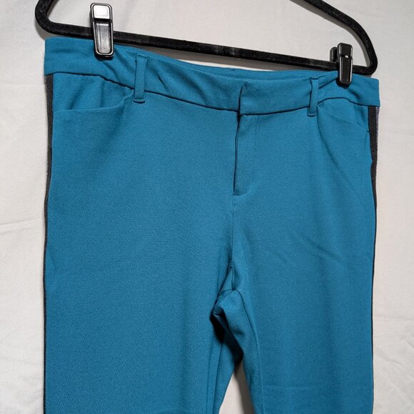 Old Navy Women's Teal Blue Pixie Slim Ankle Pants Sparkle Side Stripe Size 12 - Picture 2 of 8